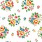 Fabric Poppie Cotton White Bouquet Flower Market by the Quarter Yard FM25404